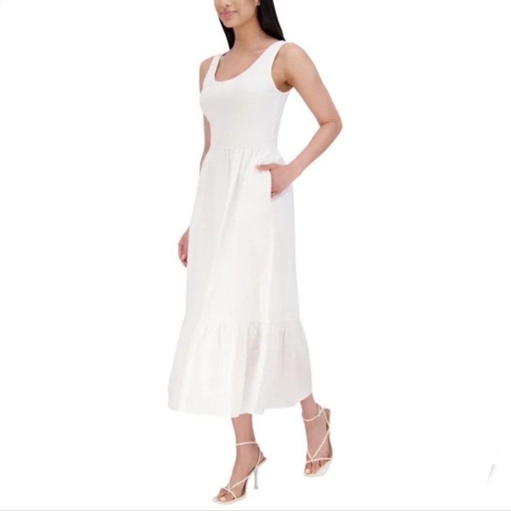 STEVE MADDEN Cotton Scoop Neck Maxi Summer Dress White Sleeveless NWT - Picture 2 of 8